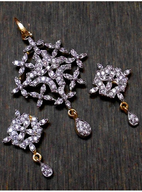 CZ Pendant With Earrings